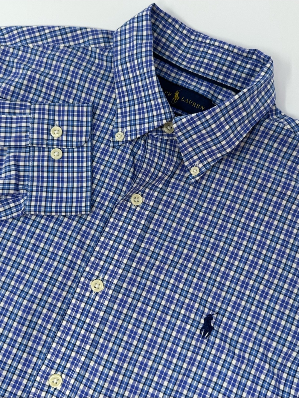 Ralph Lauren Mens M Slim Fit Plaid Button Down Long Sleeve Dress Shirt A5